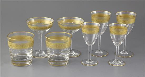 A part suite of Baccarat gilded table glassware, 9.5cm - 15cm (31)